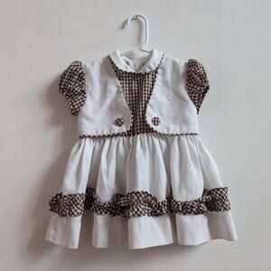 Vtg A Cari Classic Dress Girls Sz 18-24m Brown Full Circle 50s/60s